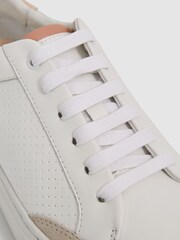 Reiss White/Mineral Pink Ashley Leather Suede Low Top Trainers - Image 4 of 6