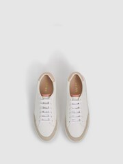 Reiss White/Mineral Pink Ashley Leather Suede Low Top Trainers - Image 5 of 6