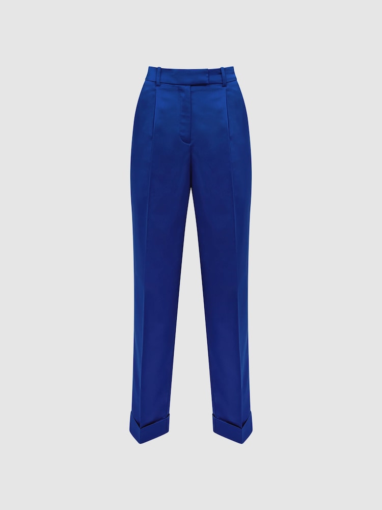 Reiss Blue Cici Satin Taper Trousers - Image 2 of 6