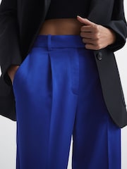 Reiss Blue Cici Satin Taper Trousers - Image 4 of 6