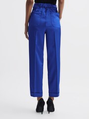 Reiss Blue Cici Satin Taper Trousers - Image 5 of 6