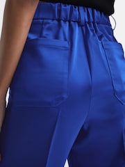 Reiss Blue Cici Satin Taper Trousers - Image 6 of 6