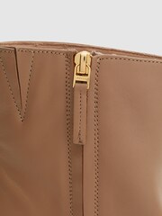 Reiss Camel Casey Square Toe Block High heel Boot - Image 4 of 6