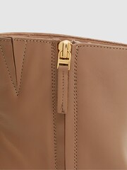 Reiss Camel Casey Square Toe Block High heel Boot - Image 5 of 6