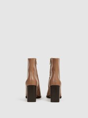 Reiss Camel Casey Square Toe Block High heel Boot - Image 6 of 6