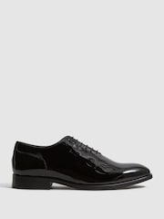 Reiss Black Bay Patent Leather Whole Cut Shoes - Image 1 of 5