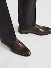 Reiss Dark Brown Bay Leather Whole Cut Shoes - Image 2 of 7