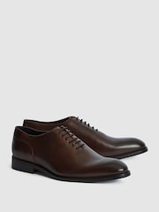 Reiss Dark Brown Bay Leather Whole Cut Shoes - Image 4 of 7