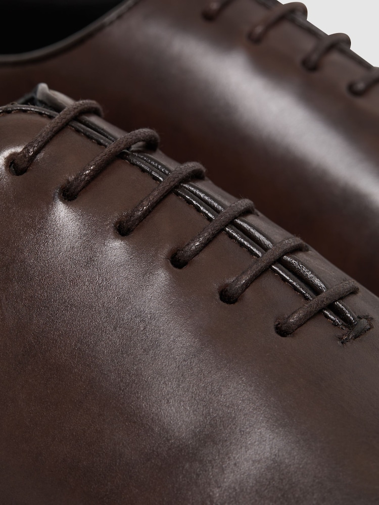 Reiss Dark Brown Bay Leather Whole Cut Shoes - Image 7 of 7