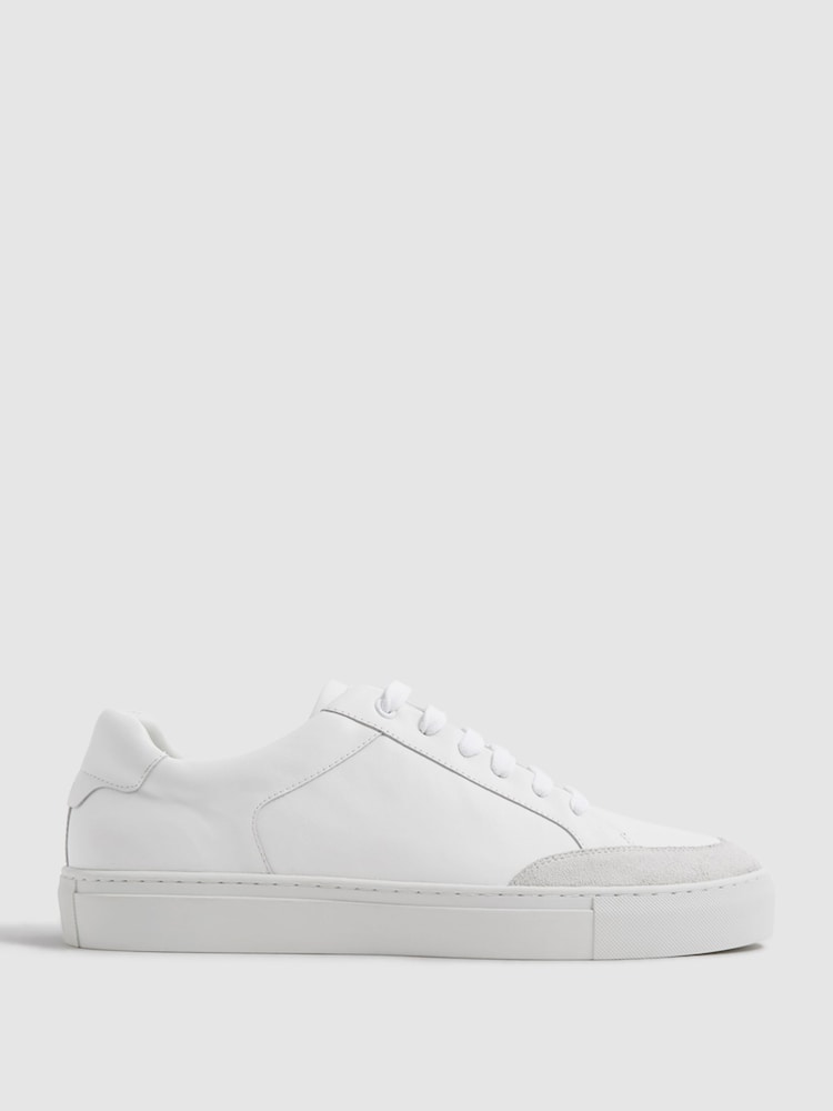 Reiss White Ashley Leather Trainers - Image 1 of 5