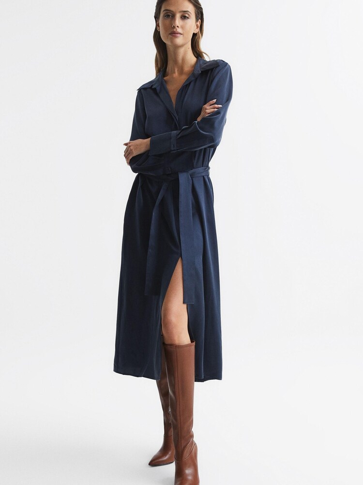 Reiss Tan Carina Knee High Leather Boots - Image 2 of 5