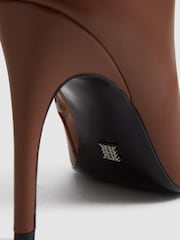 Reiss Tan Carina Knee High Leather Boots - Image 4 of 5