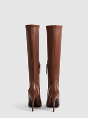 Reiss Tan Carina Knee High Leather Boots - Image 5 of 5