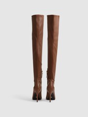 Reiss Tan Caia Over The Knee Leather Boots - Image 5 of 5