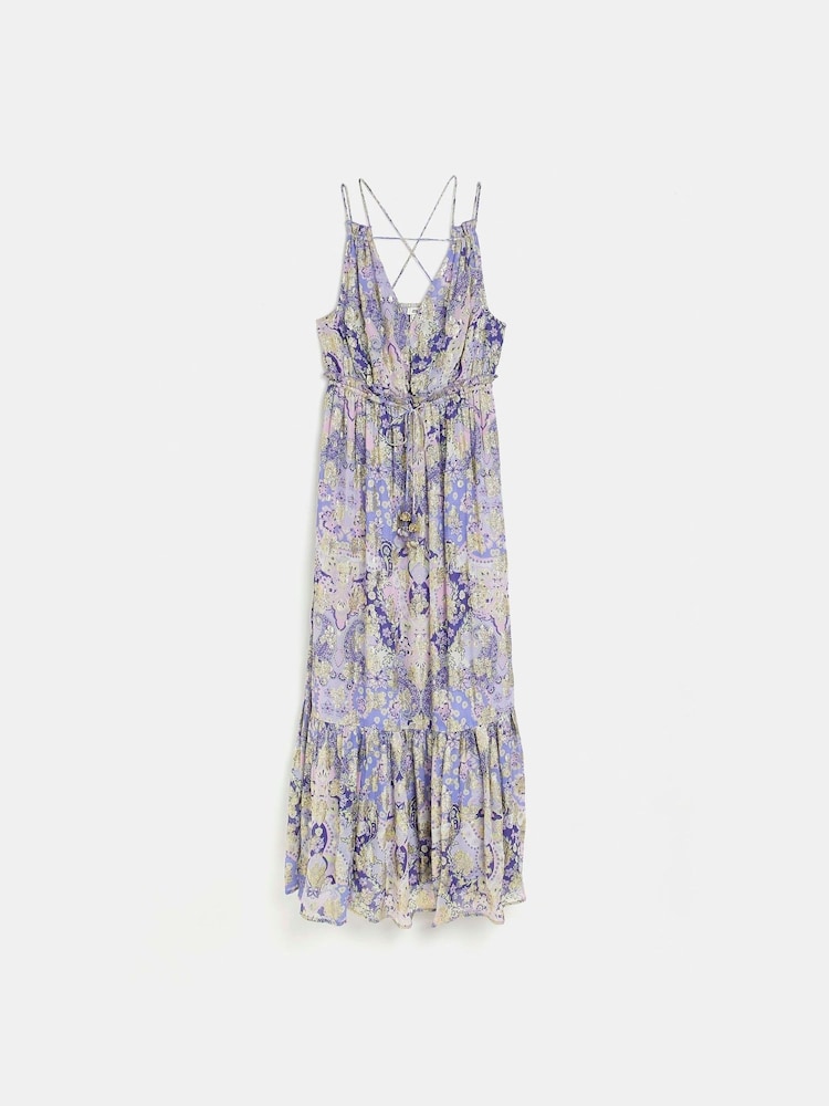 River Island Purple Printed Chiffon Maxi Dress - Image 4 of 4 River Island Purple Printed Chiffon Maxi Dress - Image 4 of 4