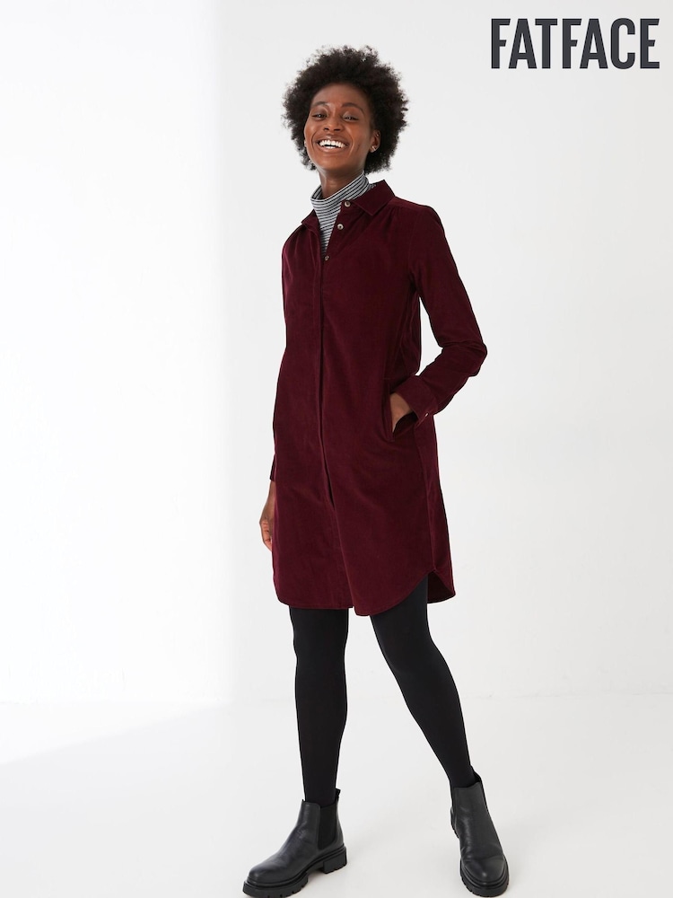 FatFace Purple Chester Cord Shirt Dress - Image 1 of 4 FatFace Purple Chester Cord Shirt Dress - Image 1 of 4