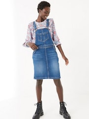 FatFace Blue Lulu Denim Pinafore Dress - Image 1 of 4