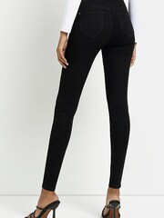 River Island Black Skinny Mid Rise Molly 100% Cotton Jeans - Image 2 of 6