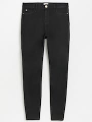 River Island Black Skinny Mid Rise Molly 100% Cotton Jeans - Image 5 of 6