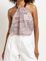 River Island Brown Chain Halter Top - Image 1 of 4