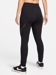 črna - Nike legice kovinske barve z visokim pasom Swoosh - Slika 3 iz 5
