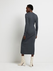 River Island Grey Wrap Button Dress - Image 2 of 4