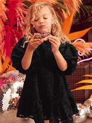 Schwarz - Strukturiertes Partykleid (3–16J.) - Bild 2 von 6