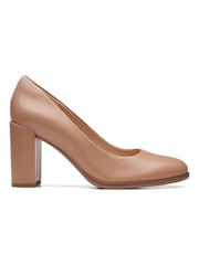 Clarks Nude Praline Leather Court Shoes - Image 1 of 7