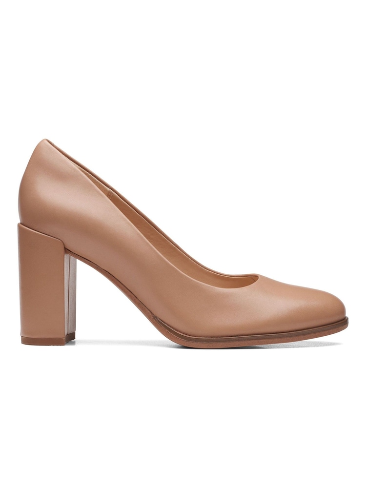 Clarks Nude Praline Leather Court Shoes - Image 1 of 7