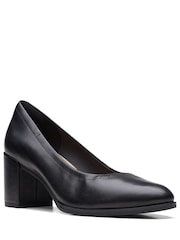 Clarks Black Leather Court Shoes - Image 3 of 6