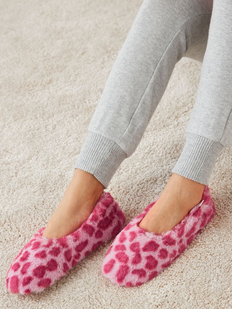 Pink Animal Faux Fur Ballet Slippers - Image 2 of 7 Pink Animal Faux Fur Ballet Slippers - Image 2 of 7