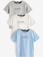 Синий/серый/белый - Футболки Baker by Ted Baker из 100% хлопка 3 в упаковке - Изображение 1 из 6