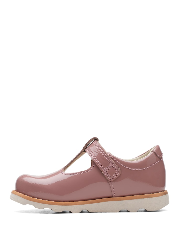 Clarks Pink Standard Fit (F) Patent Crown Teen Shoes - Image 2 of 6