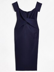 River Island Navy Blue Bardot Cross Over Dress - Image 5 of 5
