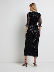 River Island Black Wrap Front Maxi Dress - Image 2 of 4