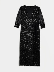 River Island Black Wrap Front Maxi Dress - Image 4 of 4