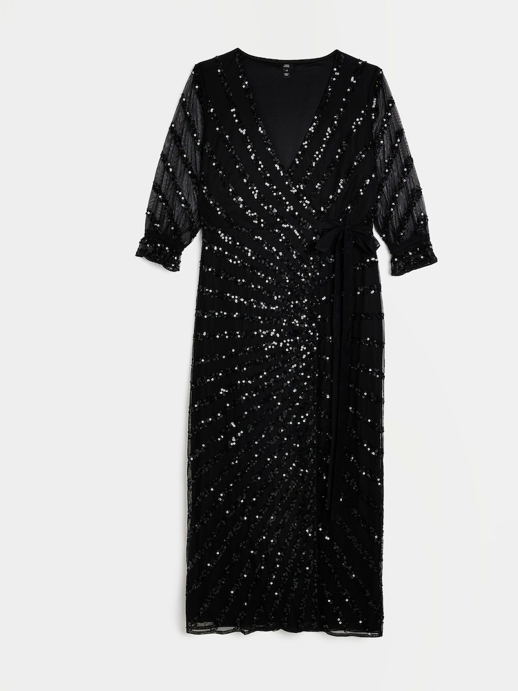 River Island Black Wrap Front Maxi Dress - Image 4 of 4