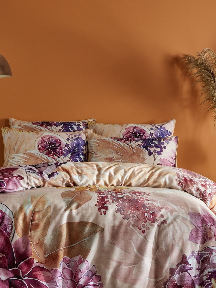 Riva Paoletti Pink Saffa Floral Reversible 100% Cotton Duvet Cover and Pillowcase Set - Image 2 of 4