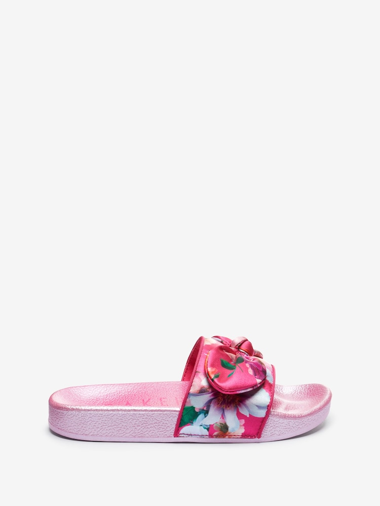 Розовый - Розовые атласные шлепанцы с бантом Baker by Ted Baker - Изображение 1 из 4
