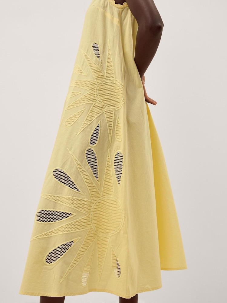 Monsoon Yellow Sunny Sleeveless Scallop Midi Dress - Image 2 of 4