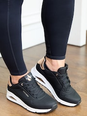 Skechers Black Dark Black Golden Womens Standard Fit Uno Trainers - Image 1 of 7
