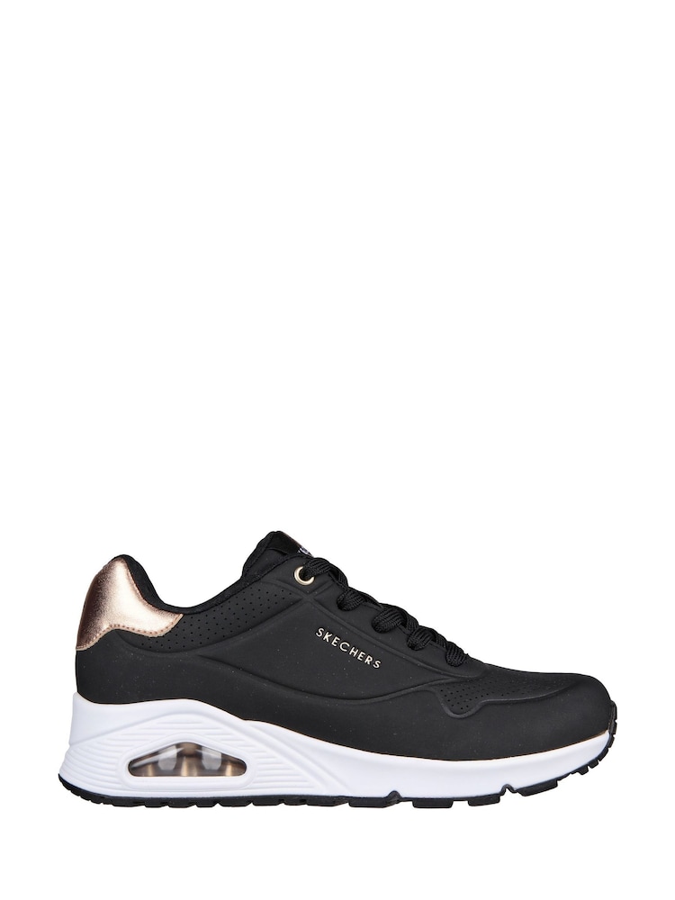 Skechers Black Dark Golden Womens Standard Fit Uno Trainers - Image 3 of 7
