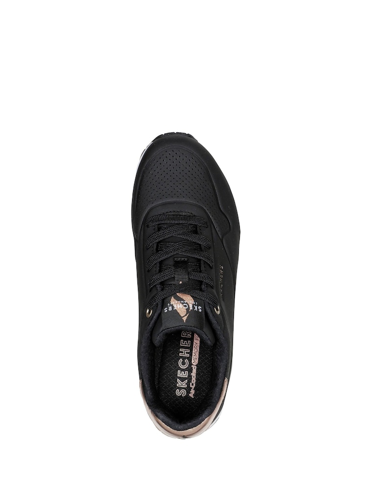 Skechers Black Dark Golden Womens Standard Fit Uno Trainers - Image 4 of 7