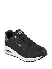 Skechers Black Dark Black Golden Womens Standard Fit Uno Trainers - Image 5 of 7