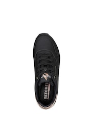 Skechers Black Dark Black Golden Womens Standard Fit Uno Trainers - Image 6 of 7