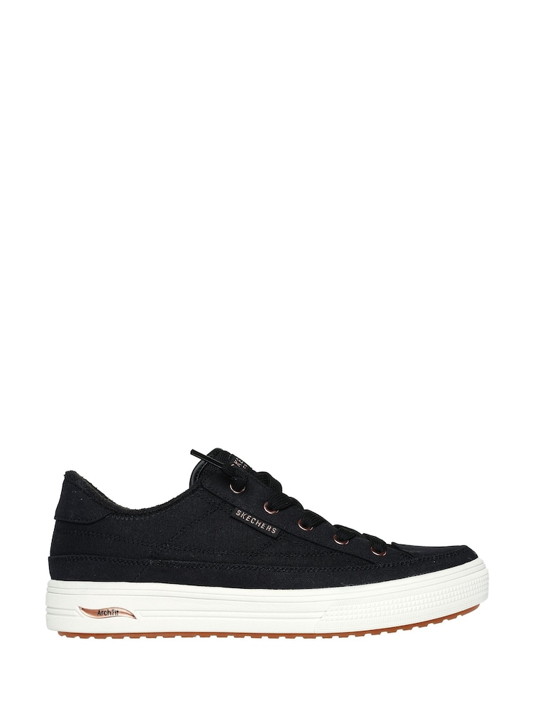 Skechers Black Canvas Arch Fit Arcade Womens Trainers - Image 3 of 7