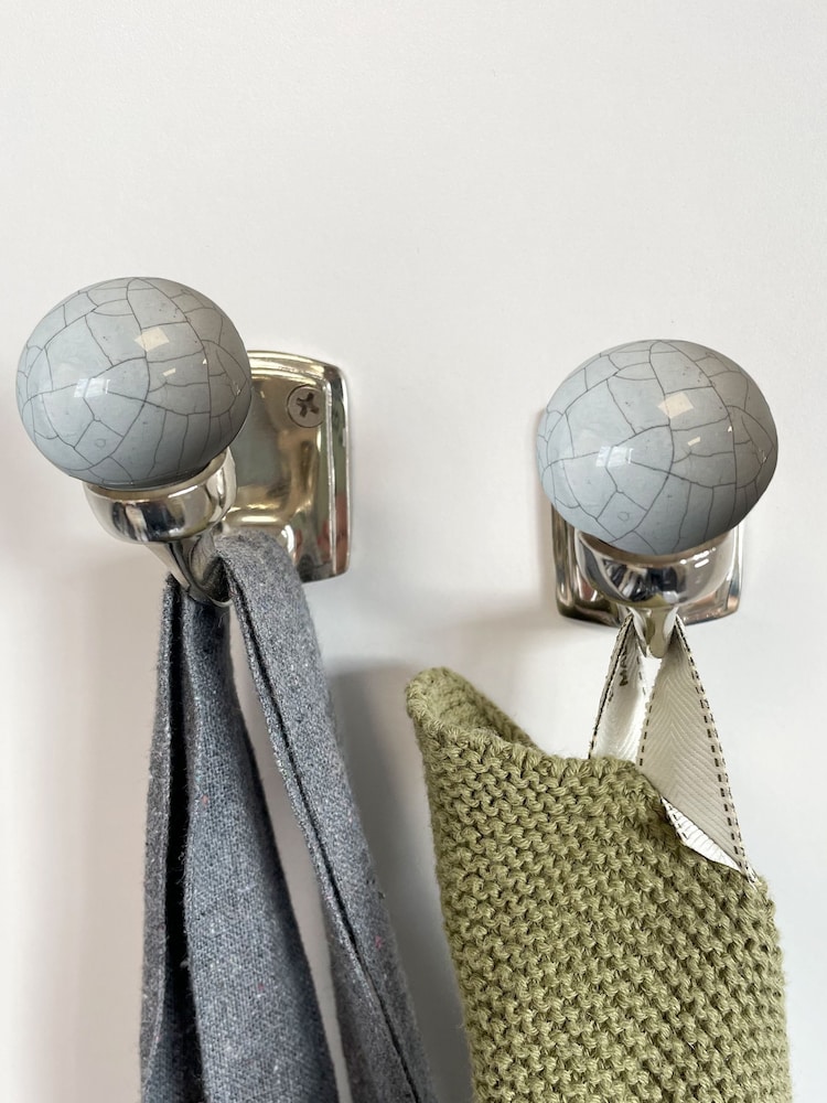 Laura Ashley Set of 2 Dove Grey Bertie Hooks - Image 1 of 4