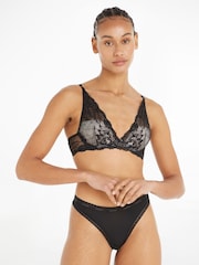 Calvin Klein Black Lace Trimmed Plunge Bra - Image 1 of 6