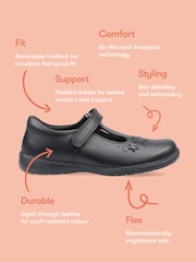 Start Rite Black Wide Fit Star Jump T-Bar Leather School Shoes - Image 7 of 7