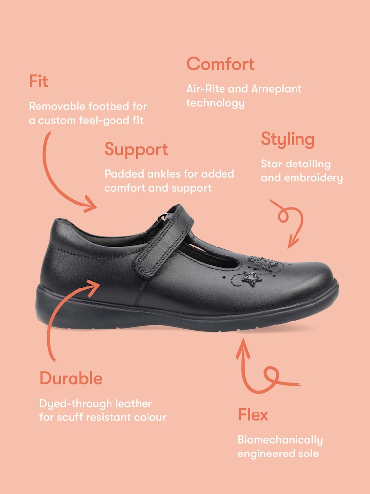 Start Rite Black Wide Fit Star Jump T-Bar Leather School Shoes - Image 7 of 7 Start Rite Black Wide Fit Star Jump T-Bar Leather School Shoes - Image 7 of 7